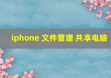 iphone 文件管理 共享电脑